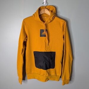 adidas Unisex Golden Yellow Black Pullover Hoodie Sweatshirt Size M